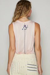 POL Floral Detail Pocket Patch Tank Top OutfitFlow