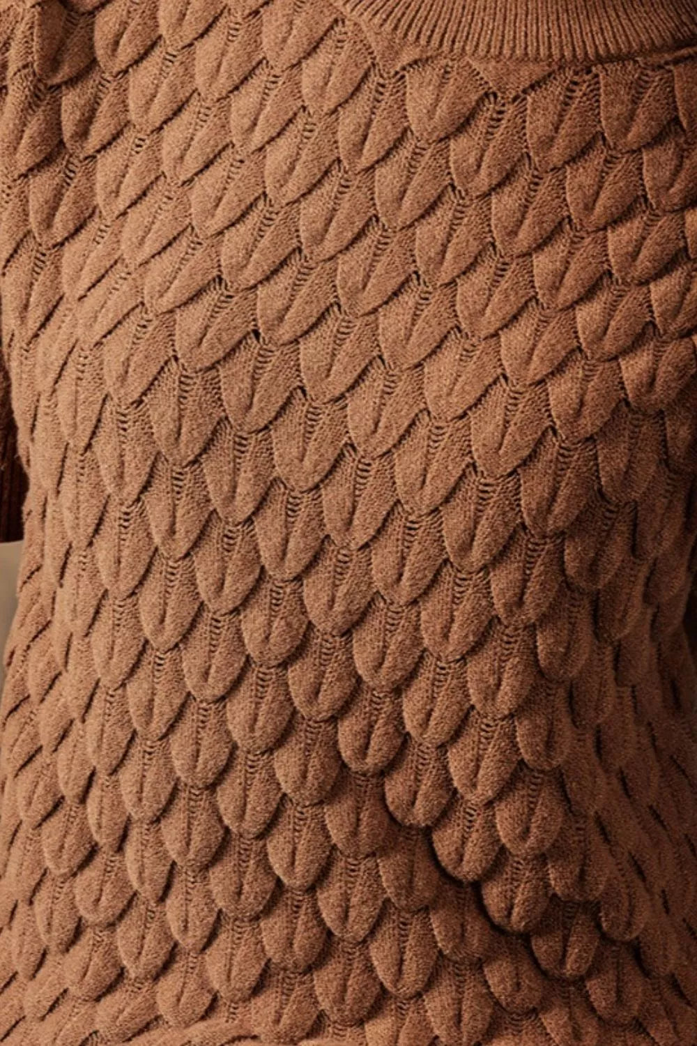 Textured Knit Short Sleeve Pullover OutfitFlow