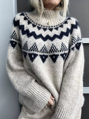 Nordic Pattern High Neck Sweater OutfitFlow