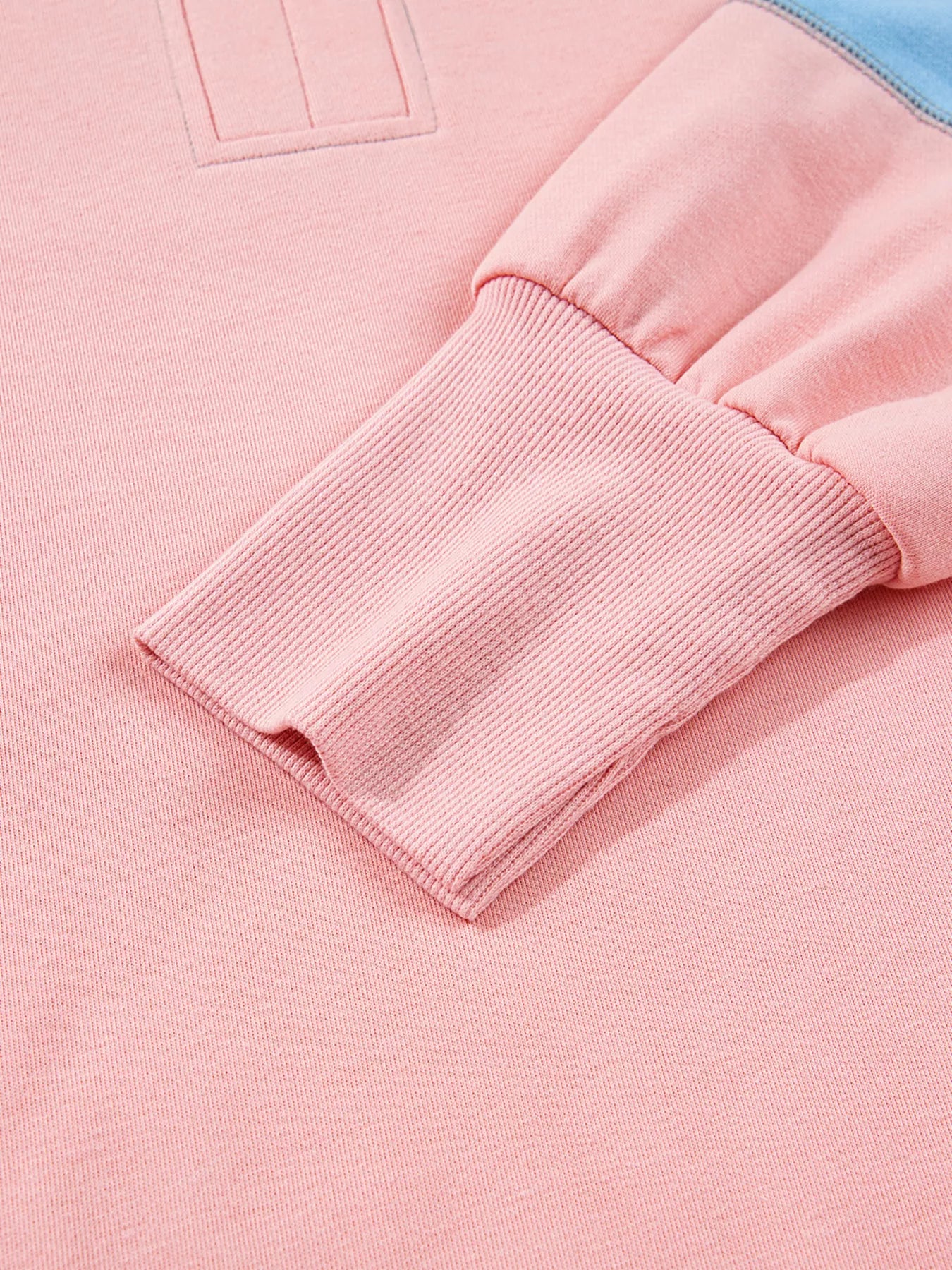 Exposed Seam Color Block Patchwork Slit Cuffs Oversize Sweatshirt OutfitFlow