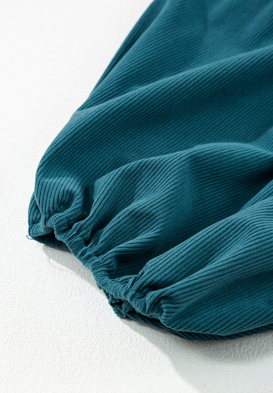Corduroy Quarter Snap Three-Quarter Sleeve Dress OutfitFlow
