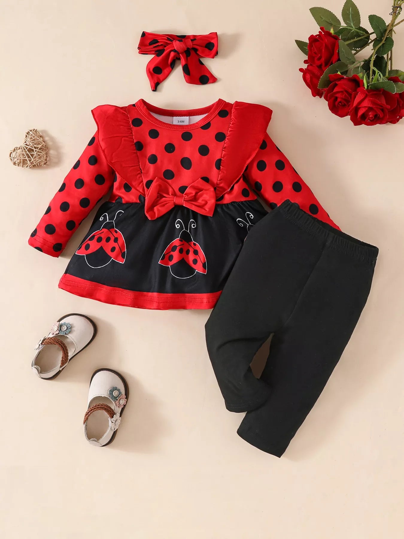 Children's Ruffled Top and Pants Set with Headband Trendsi