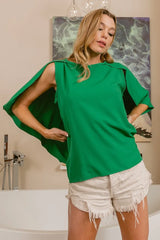 BiBi Woven Top With Fold Over Back Detail OutfitFlow