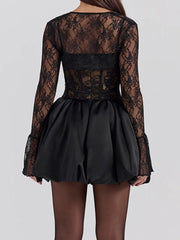 Sweetheart Neck Lace Dress and Cover Up Set OutfitFlow