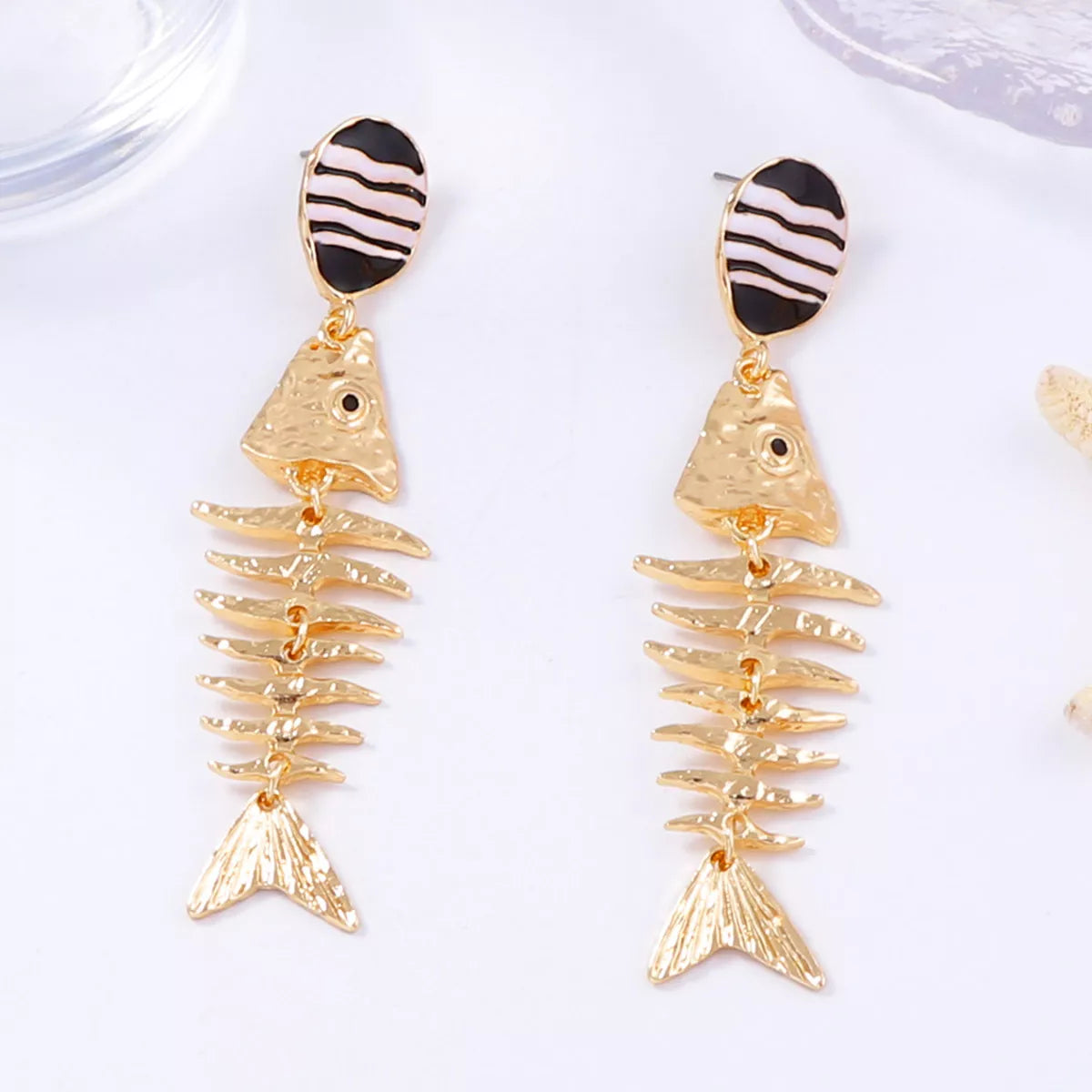 Striped Fishbone Drop Earrings OutfitFlow