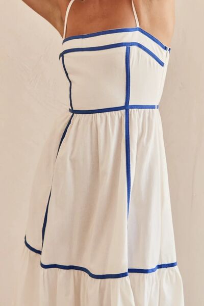 Contrast Trim Square Neck Midi Cami Dress OutfitFlow
