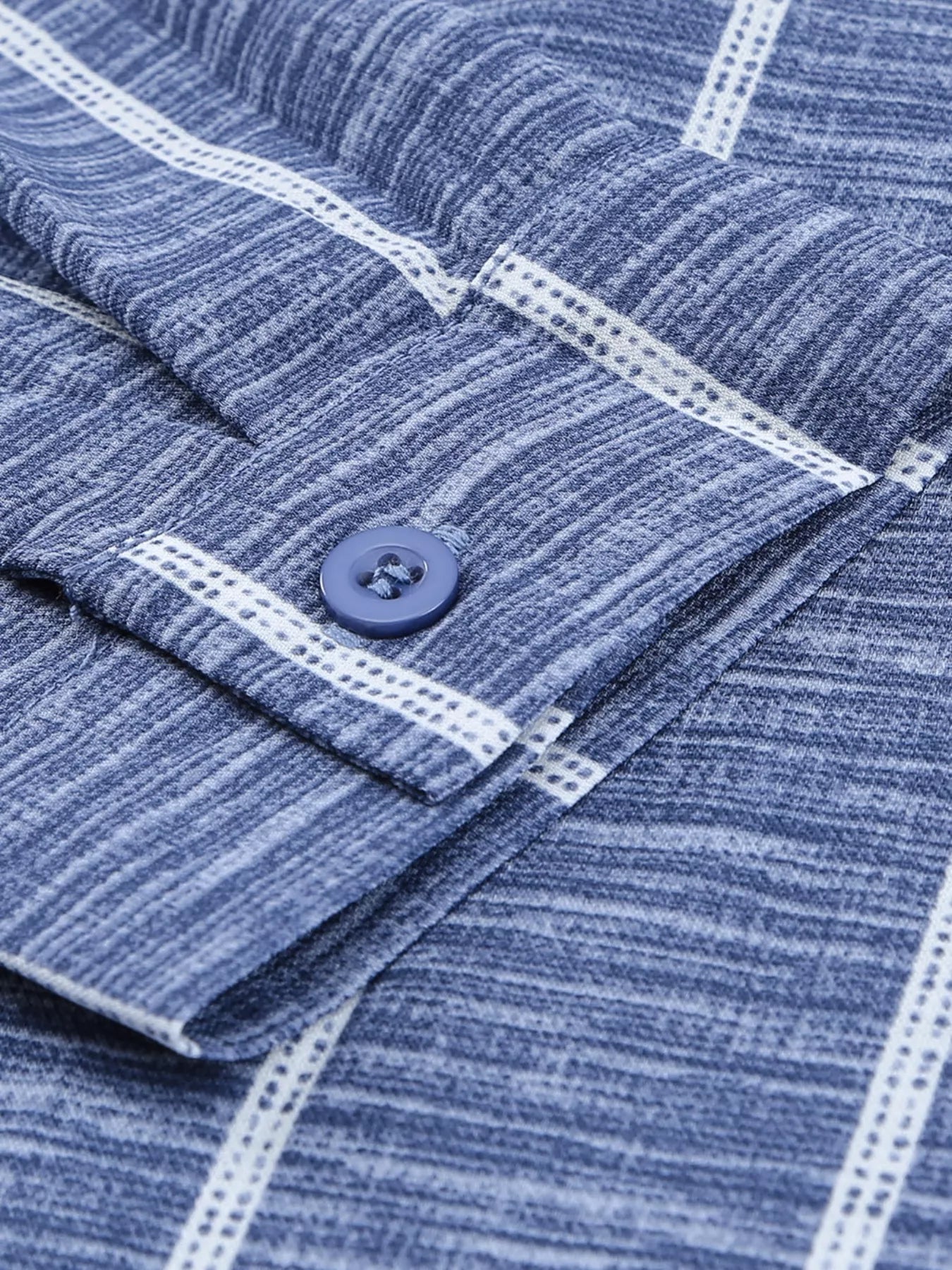 Striped Print V Neck Half Buttons Loose Blouse OutfitFlow