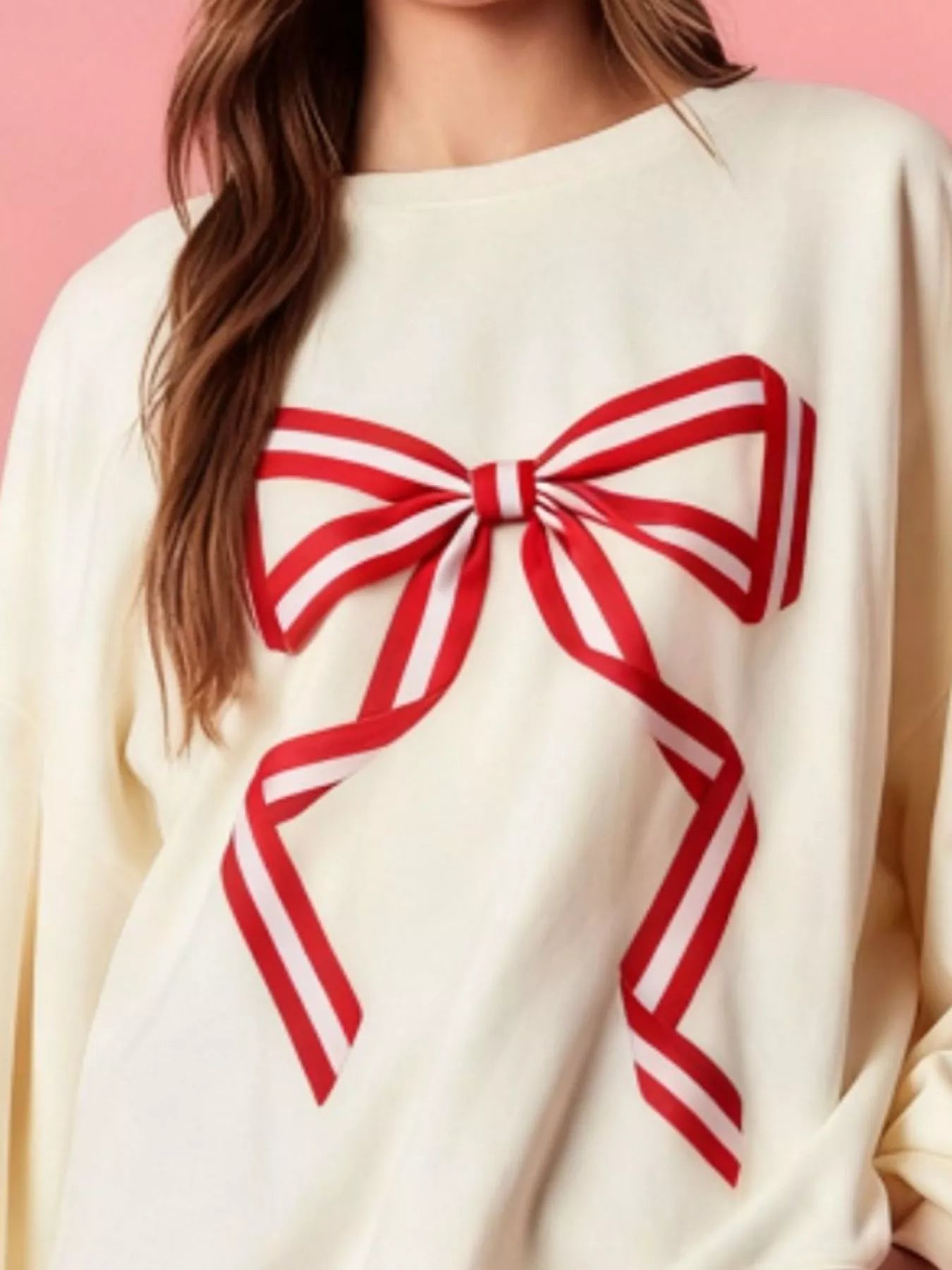 Bow Crew Neck Sweatshirt OutfitFlow