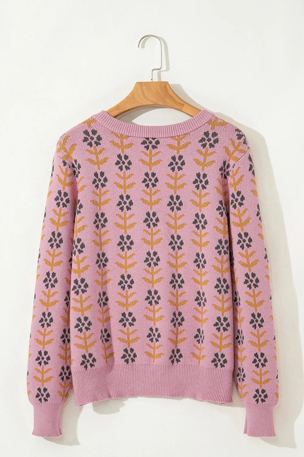 Floral Button-Up Knit Cardigan OutfitFlow