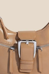 Fame Large Buckle Triple Zipper Hand Bag OutfitFlow
