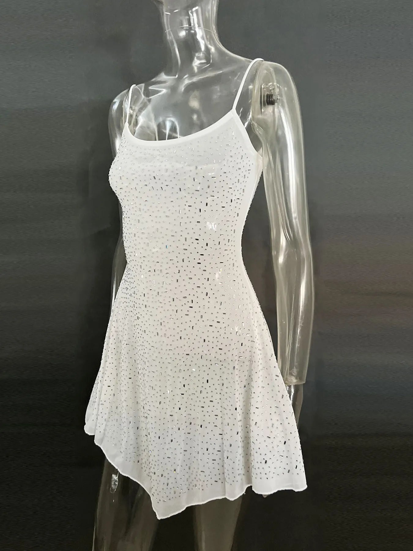 Rhinestone Decor Mini Cami Dress OutfitFlow