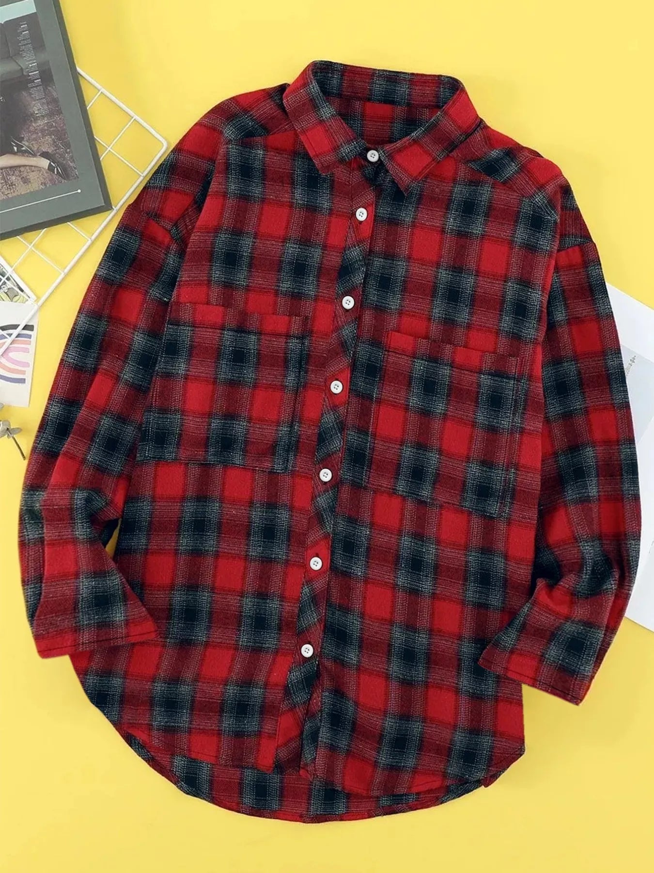 Plus Size Plaid Button-Down Shirt OutfitFlow