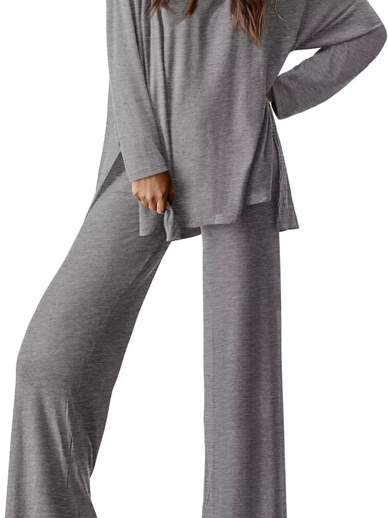 Casual Loose Long Sleeve Top and Wide Leg Pants Set Trendsi