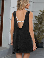 Round Neck Denim Overall Dress OutfitFlow