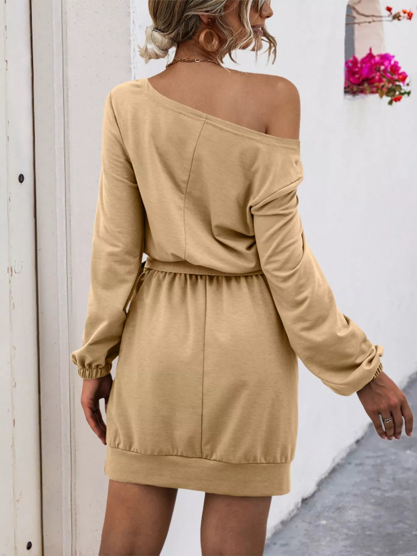 One Shoulder Tie Waist Dress OutfitFlow