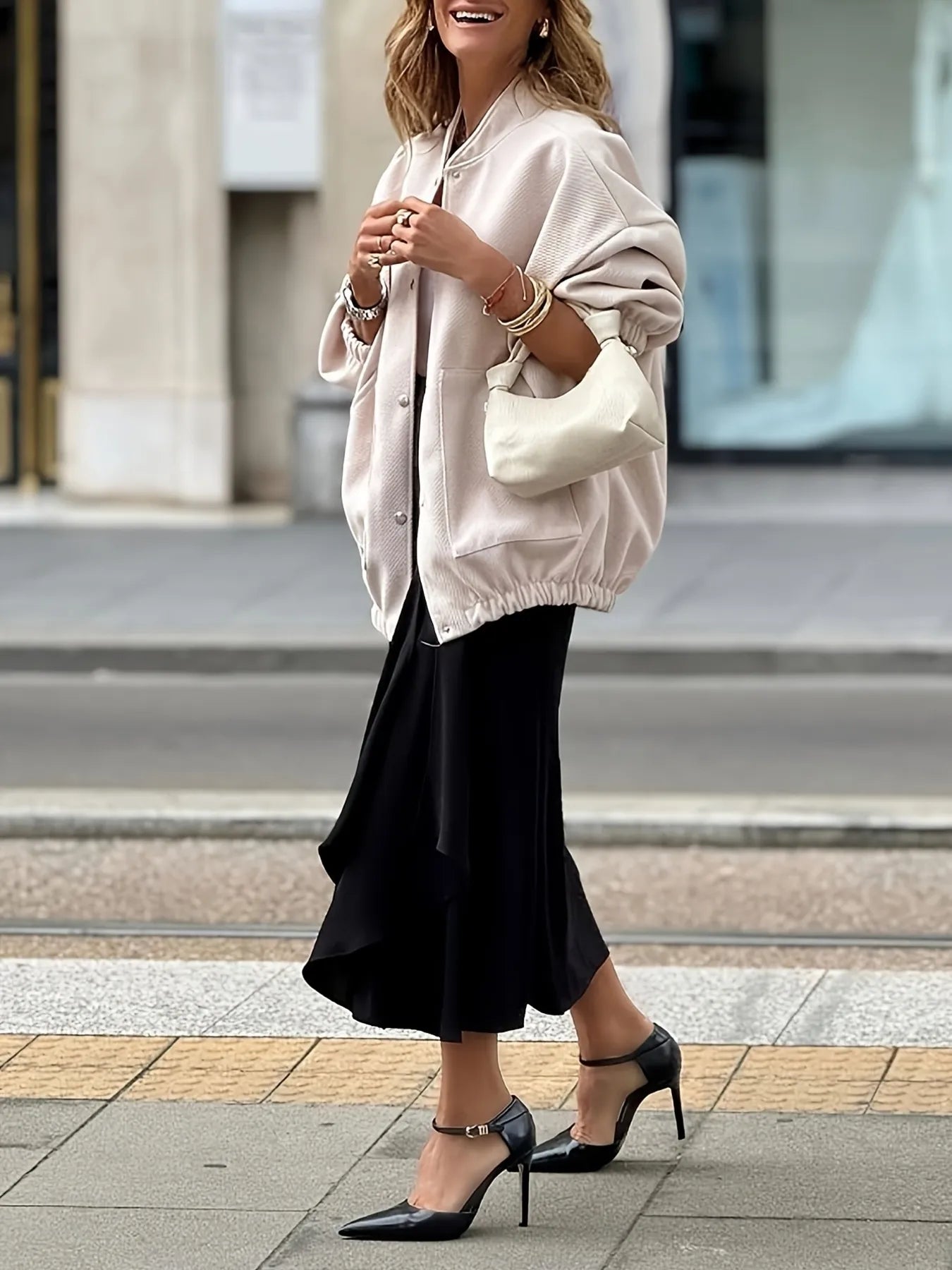 Button Up Long Sleeve Jacket OutfitFlow