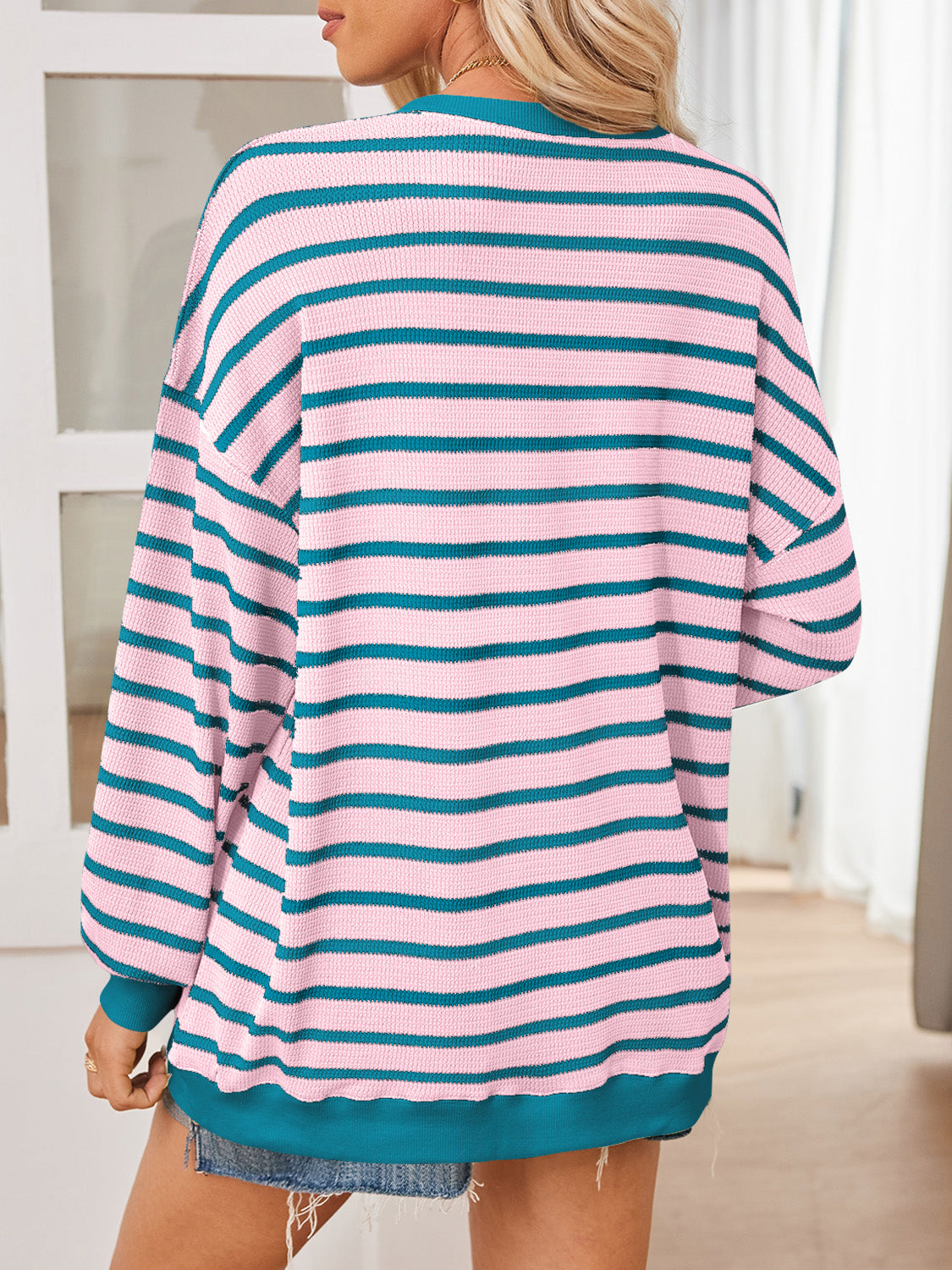 Outfit Flow - Lovelet Striped Contrast Long Sleeve Sweatshirt