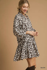 Umgee Leopard Print Tiered Mini Dress Trendsi