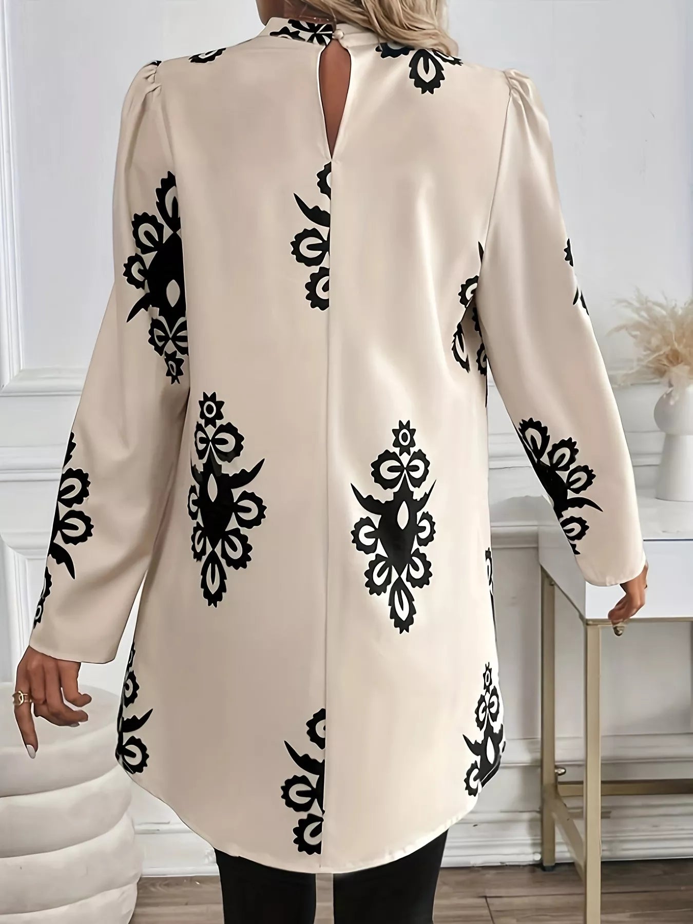 Printed Long Sleeve Blouse OutfitFlow