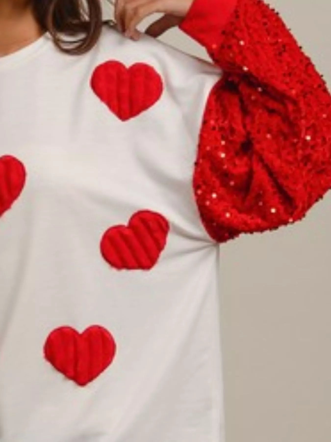 Sequin Round Neck Long Sleeve Sweatshirt OutfitFlow