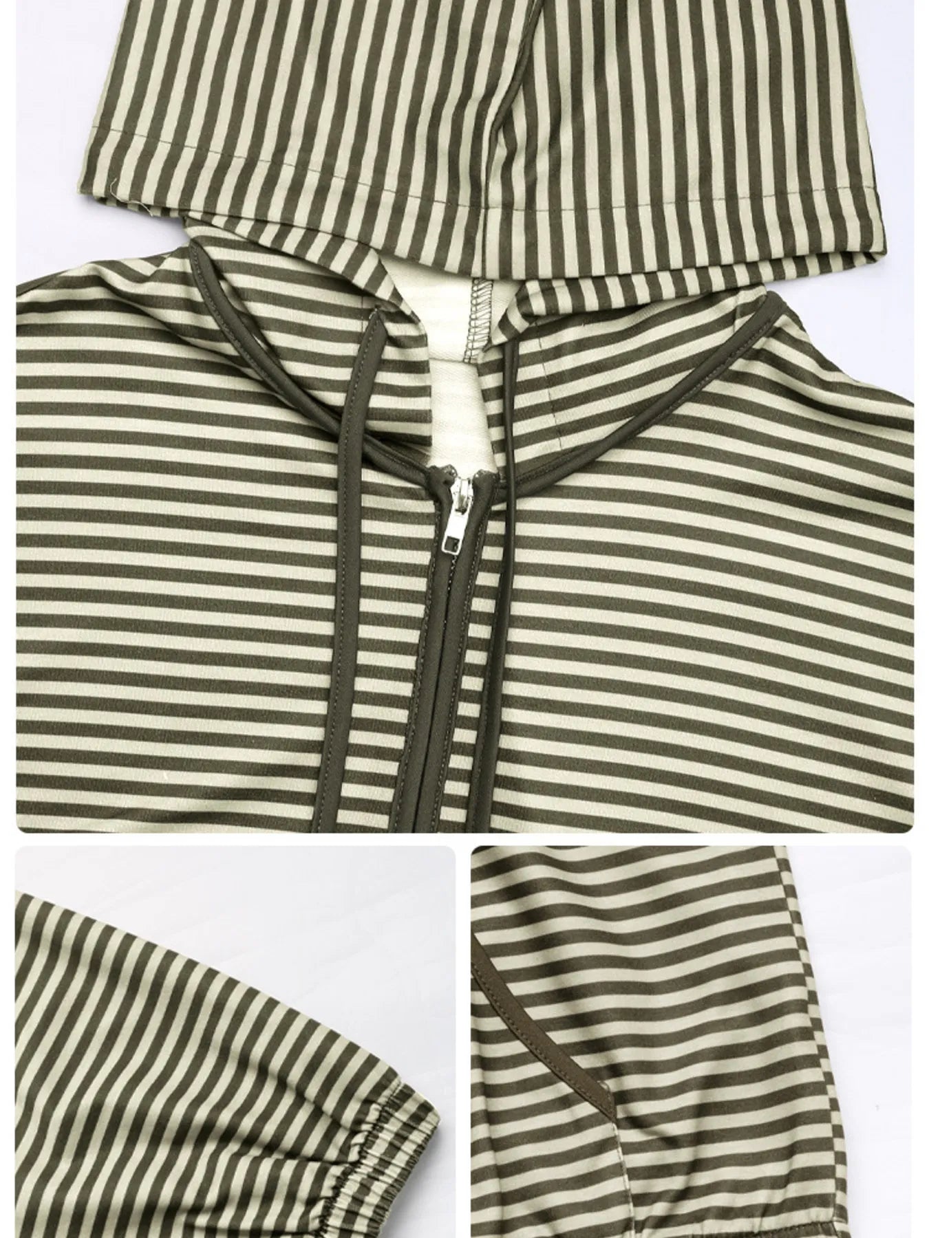 Striped Zip Up Oversized Hoodie OutfitFlow