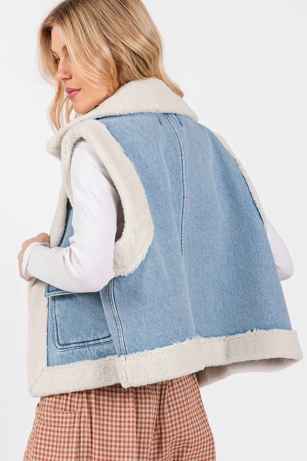 Outfit Flow - SAGE + FIG Pocketed Collared Neck Sherpa Vest