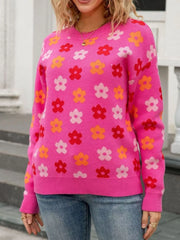Floral Crew Neck Sweater Trendsi
