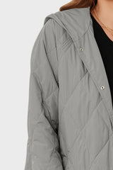 Snap Down Hooded Slit Winter Coat OutfitFlow