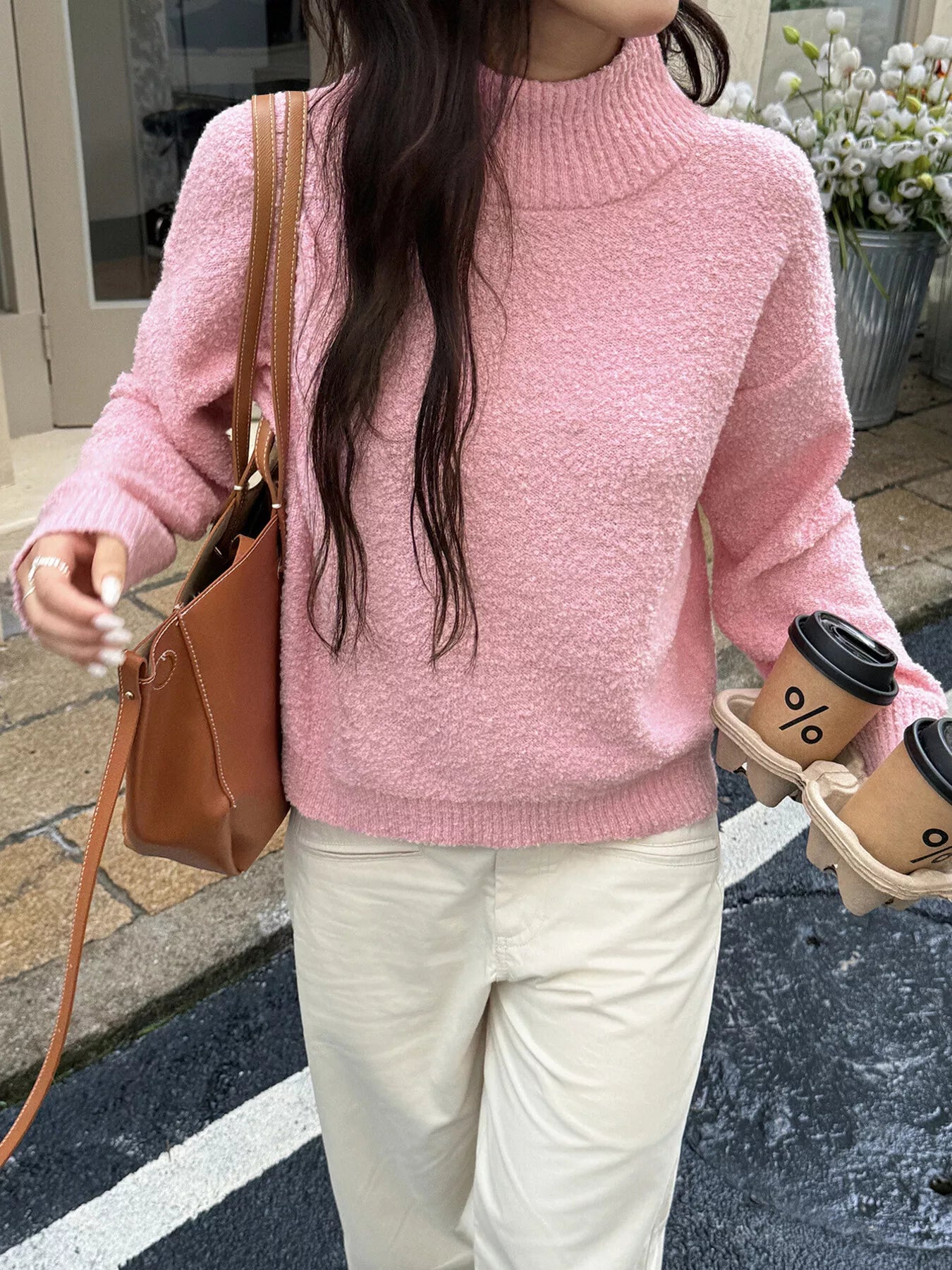 Turtleneck Long Sleeve Sweater OutfitFlow