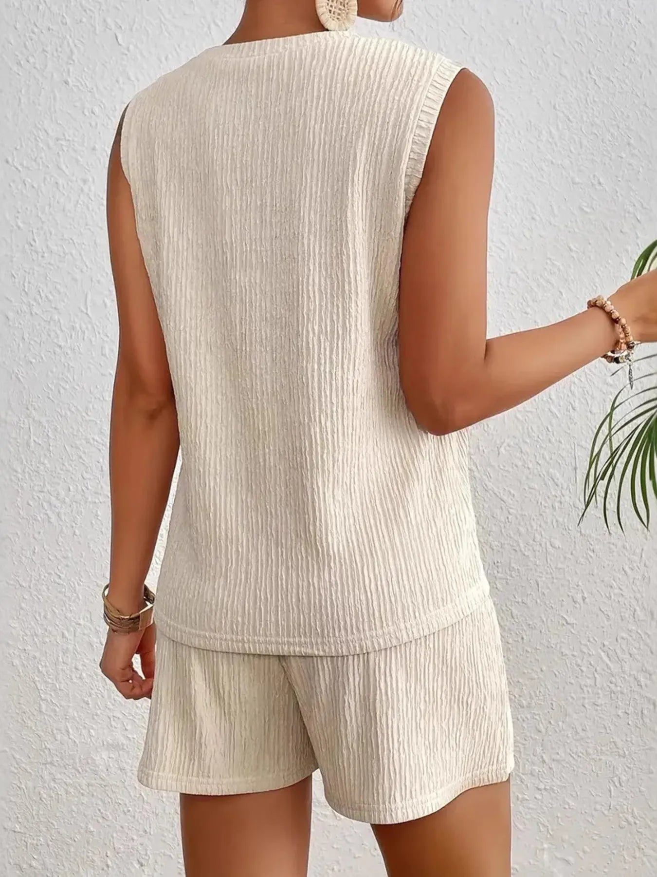 Round Neck Tank Top and Shorts Set OutfitFlow