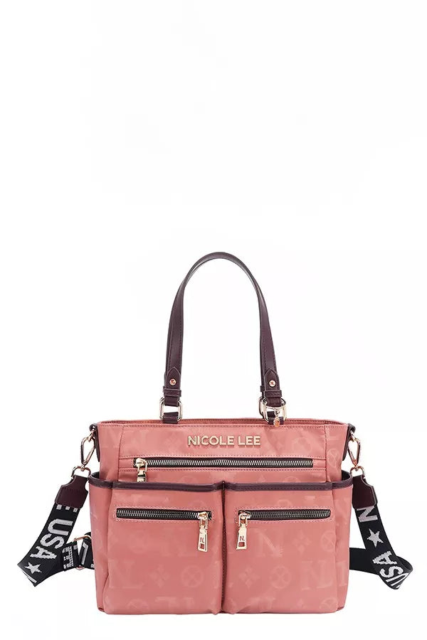 Nicole Lee USA Multi-Compartment Convertible Tote Bag PINK One Size Trendsi