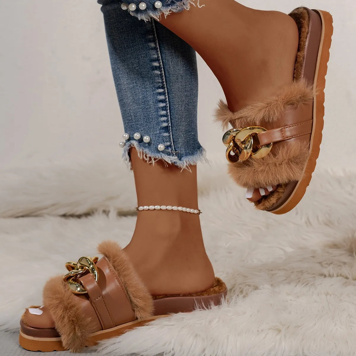 Open Toe Platform Sandals Brown OutfitFlow