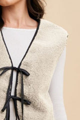 Annie Wear V-Neck Tie Detail Vest Coat