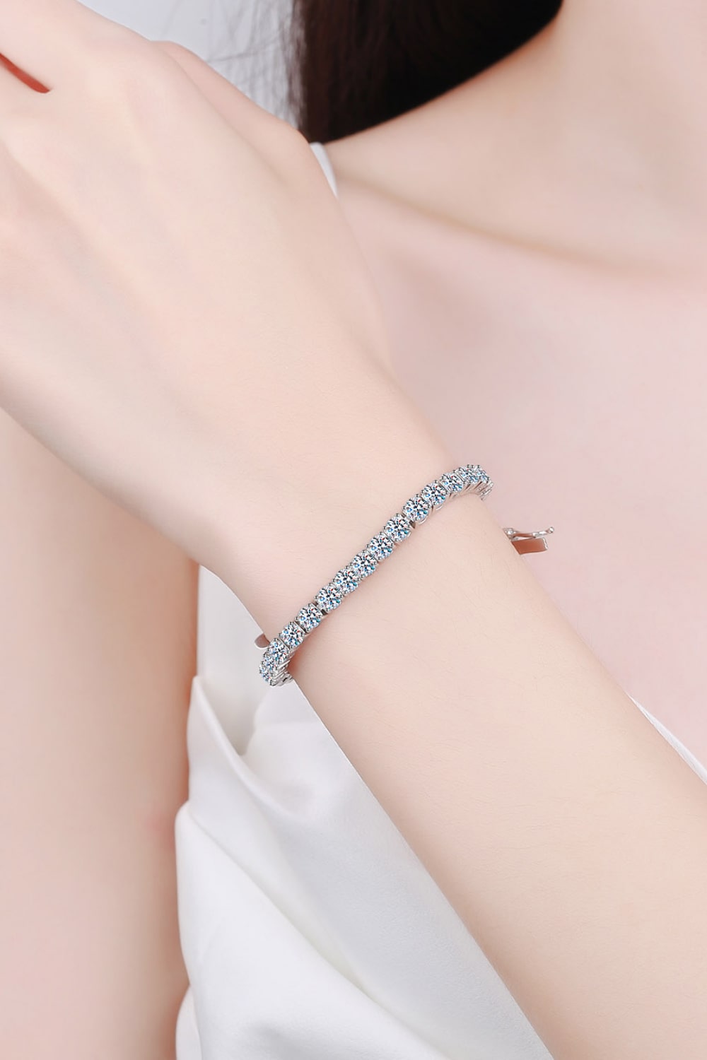 Moissanite Bracelet Silver One Size OutfitFlow