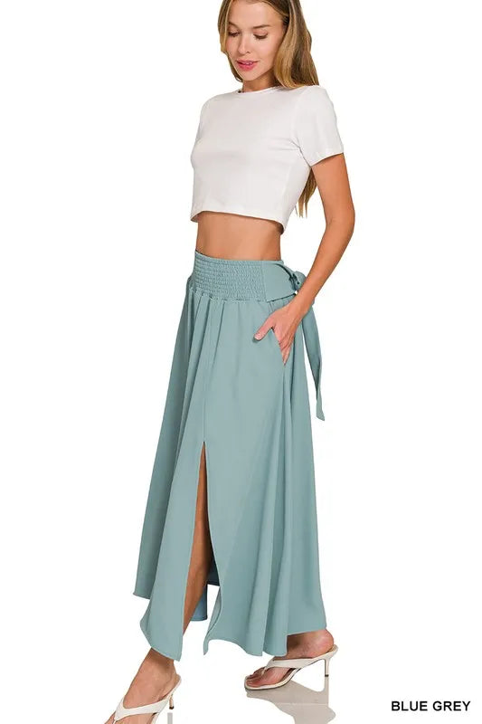 Zenana Heavy Woven Span Crop Tee & Skirt Set OutfitFlow