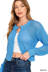 Zenana Button Down Lightweight Crochet Cardigan Sweater OutfitFlow