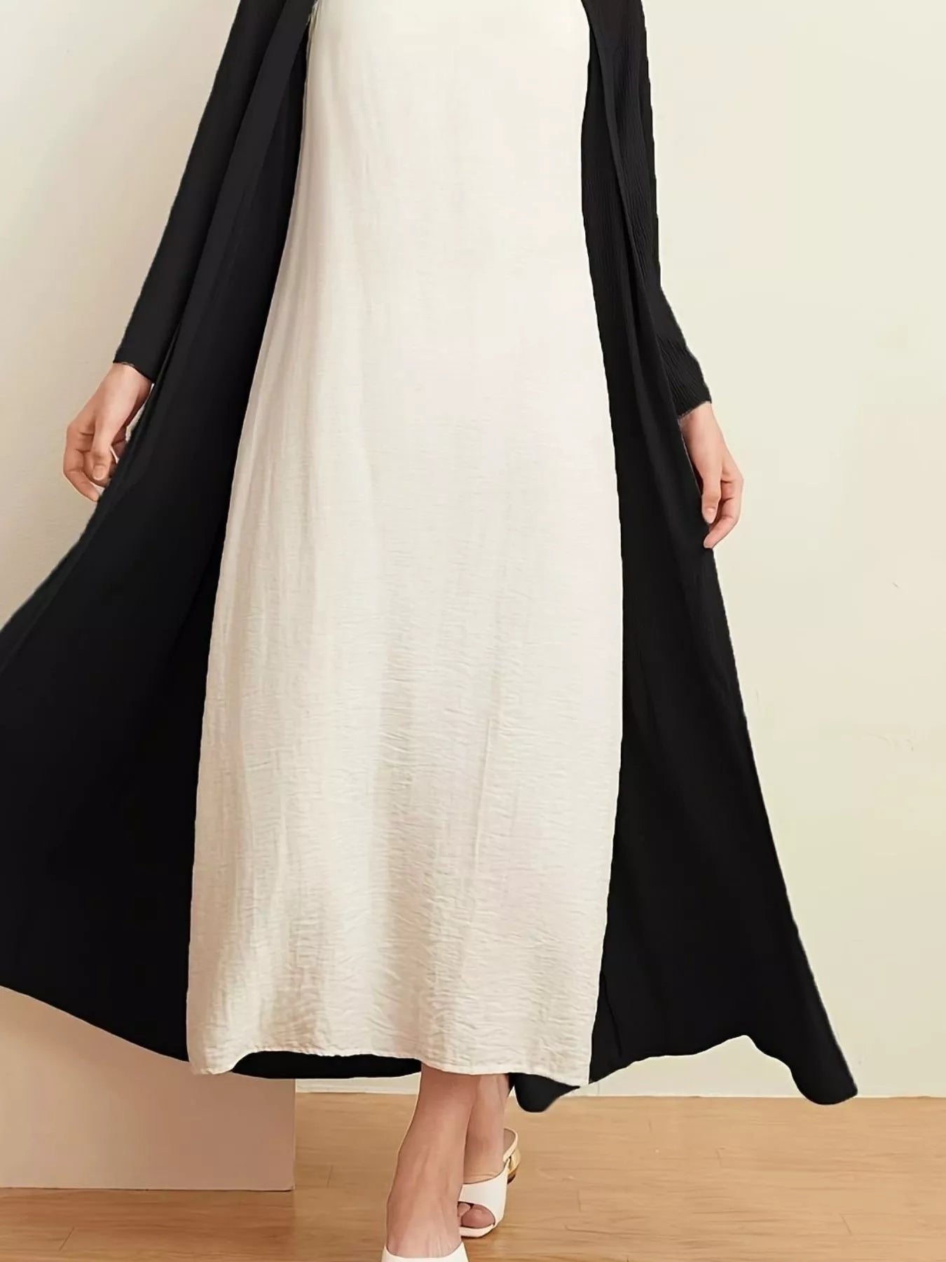 Open Front Long Sleeve Longline Cardigan OutfitFlow