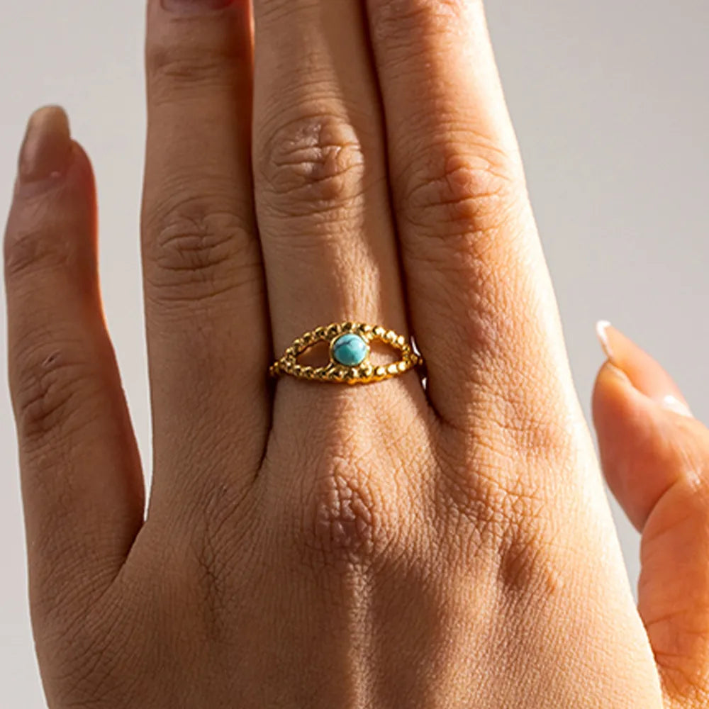 Turquoise Eye Design Ring OutfitFlow