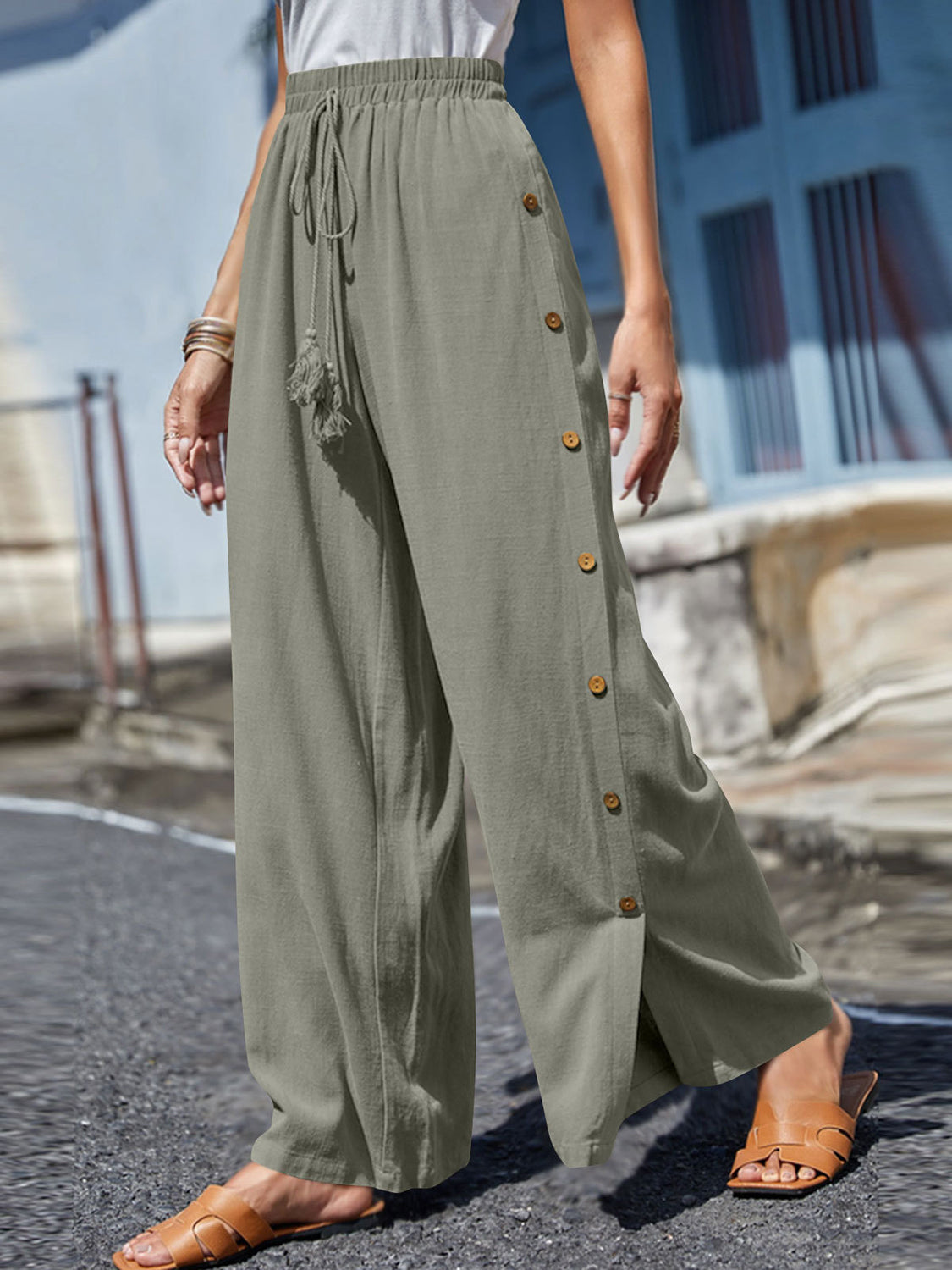 Outfit Flow - Full Size Tassel Wide Leg Pants