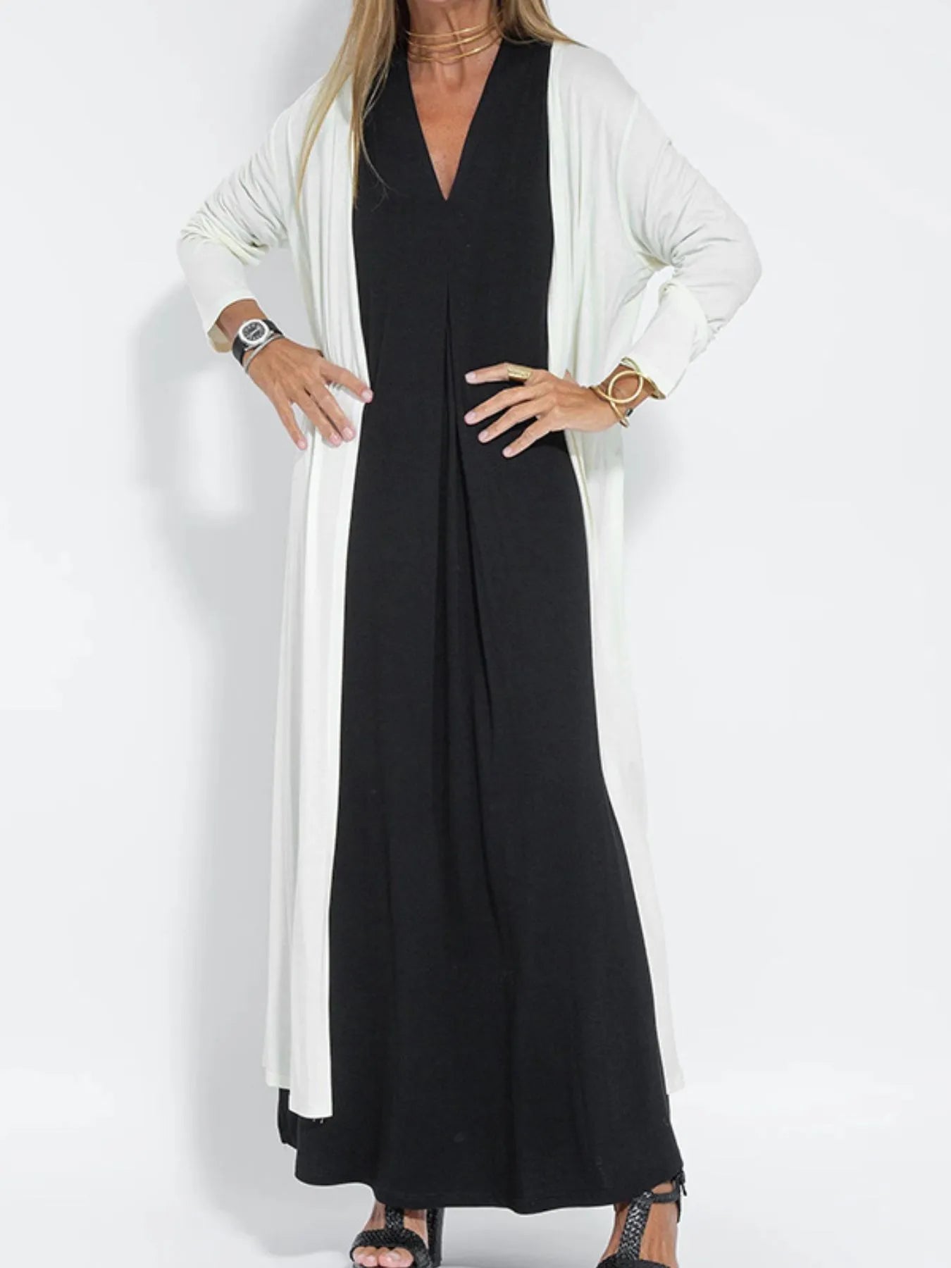 Full Size V-Neck Sleeveless Maxi Dress with Slit Plus Size OutfitFlow