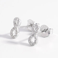 925 Sterling Silver Zircon Number 8 Stud Earrings OutfitFlow