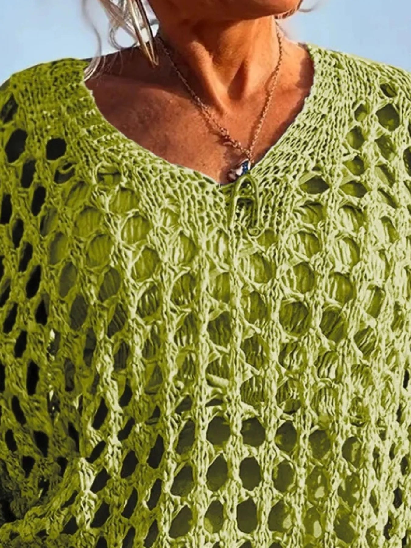 Crochet Long Sleeve Knit Cover Up OutfitFlow