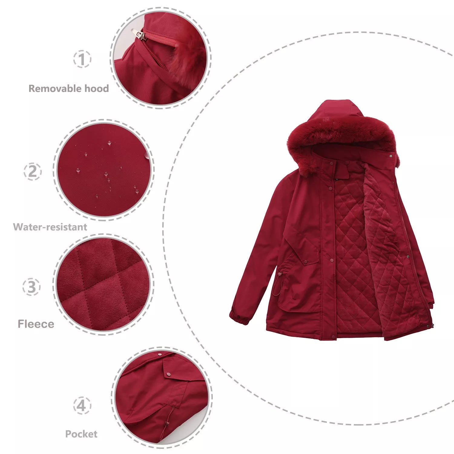 Full Size Fur Hooded Warm Winter Parka Outerwear Plus Size OutfitFlow