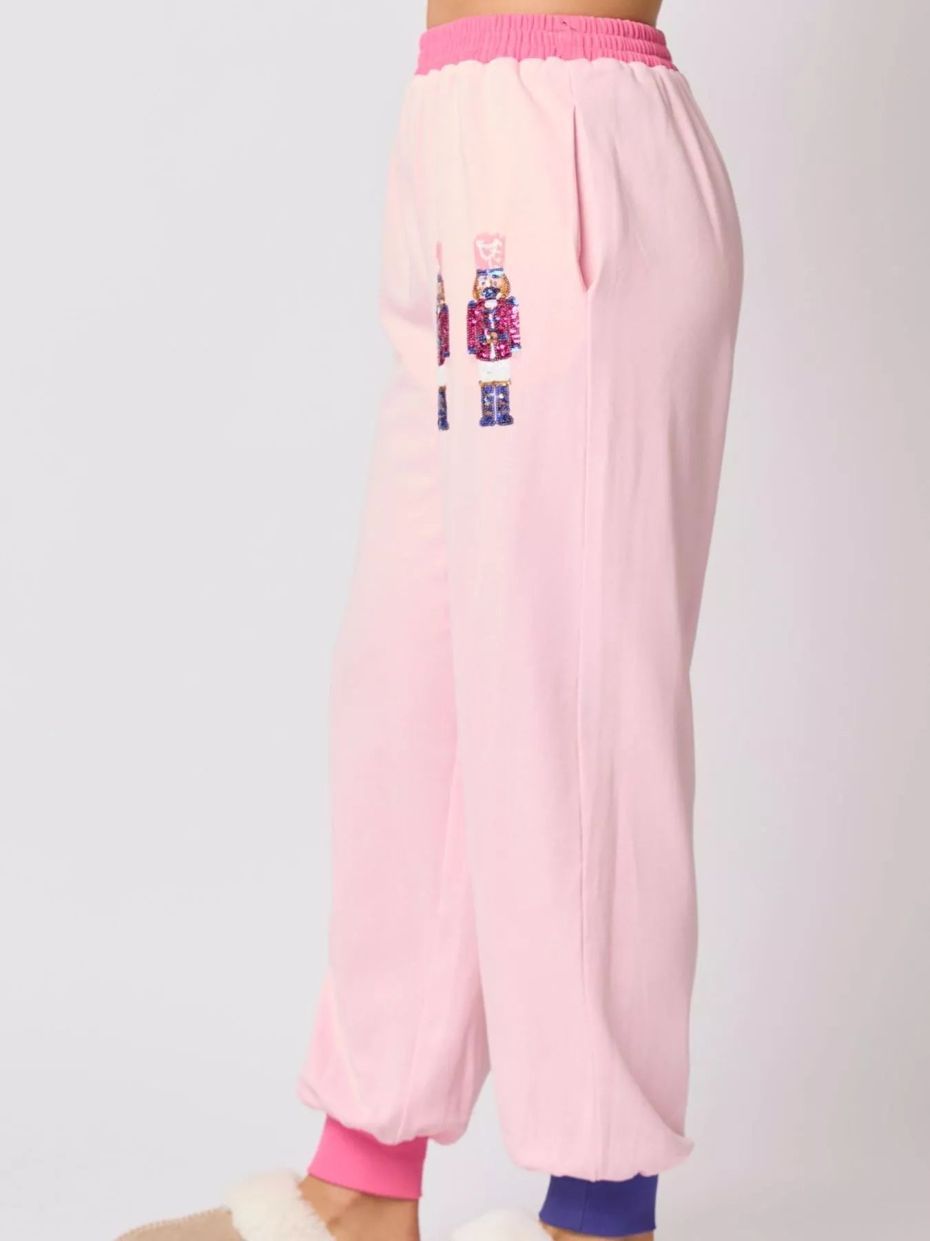 Nutcracker Contrast Trim Sweatshirt and Pants Set OutfitFlow