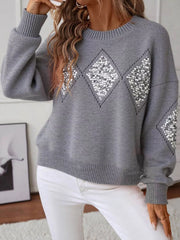 Sparkling Diamond Pattern Sweater OutfitFlow