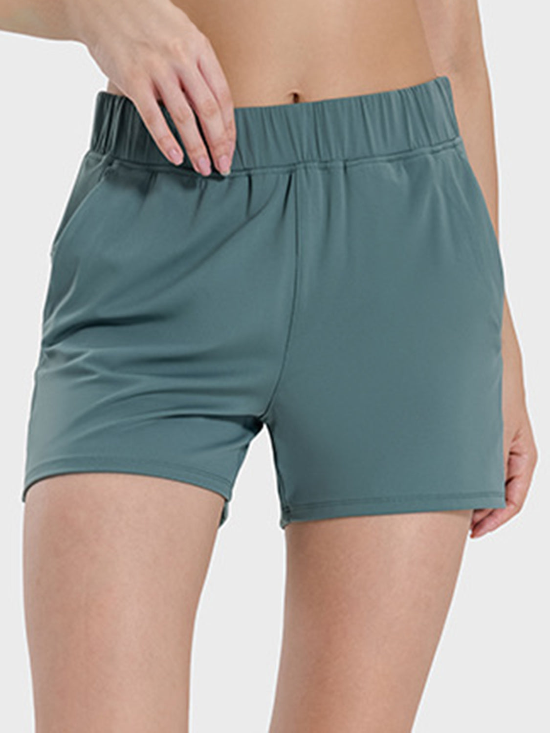 Millennia Elastic Waist Active Shorts Turquoise OutfitFlow