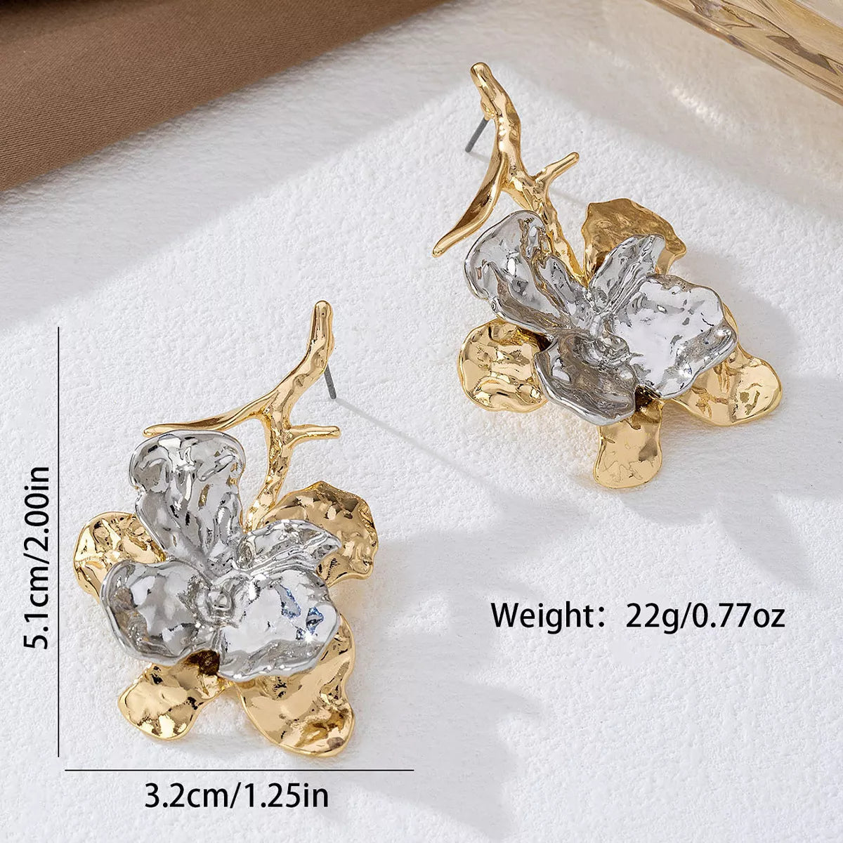 Stainless Steel Flower Statement Drop Earrings OutfitFlow