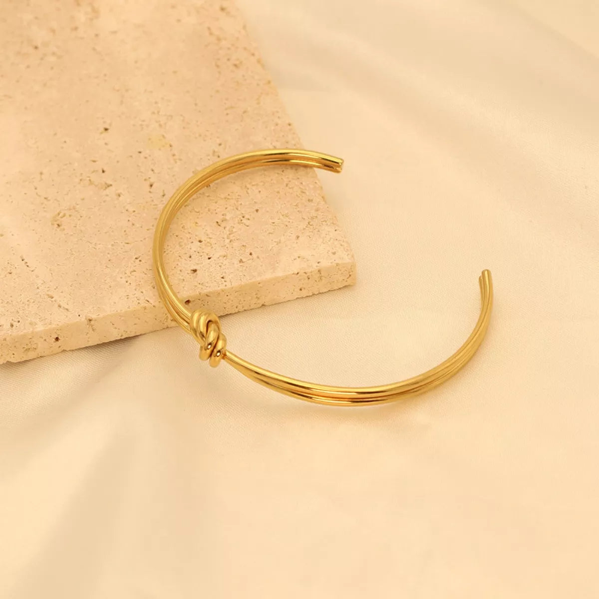 18K Gold-Plated Knot Open Bracelet OutfitFlow