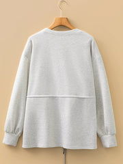 rawstring Waist Tunic Solid Sweatshirt OutfitFlow