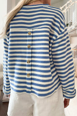 Stripe Chest Pocket Notched Top OutfitFlow
